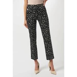 NEW JOSEPH RIBKOFF abstract print slim ankle pants in black/moonstone
